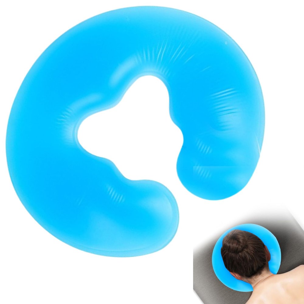 Massage Pillow Massage Headrest U-Shaped Soft Comfortable Silicone Face Down Pillow Gel Prone Pillow Non-Slip Face Cradles with Hard Base for Massage Chairs, SPA Bed