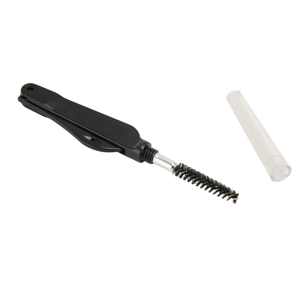 Double Head Eyebrow Eyelash Comb Women Foldable Portable Brow Mascara Brush Makeup Grooming Tool Black
