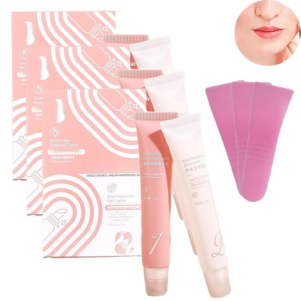 Hair Removal Cream Kit, Facial Hair Removal Cream, 5 Minute hair removal cream Kit, Lasting Smooth Skin, For Upper Lip, Chin, And Facial (3)