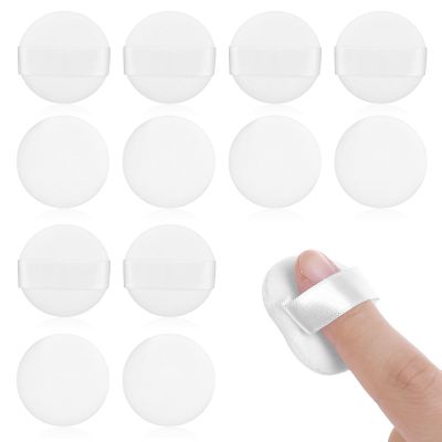 12 PACK Mini Powder Puff, Microfiber Powder Puff Small Powders Pact Makeup Sponges 1.5 Inches Powders Puffs Makeup Sponges Finger-Sized Make up Puffs for Women Beauty Sponge