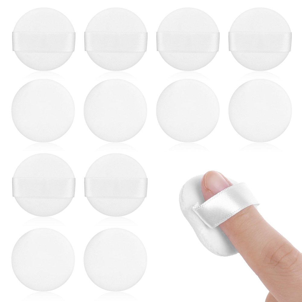 12 PACK Mini Powder Puff, Microfiber Powder Puff Small Powders Pact Makeup Sponges 1.5 Inches Powders Puffs Makeup Sponges Finger-Sized Make up Puffs for Women Beauty Sponge