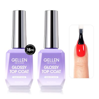 GELLEN 2 Pcs No Wipe Gel Top Coat Set, UV Light Needed, 18ml