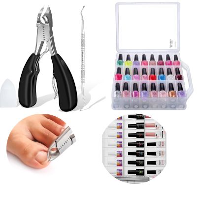 Makartt Nail Polish Organizer, Clear Universal Nail Polish Holder for 48 Bottles Bundle with Ingrown Toenail Clippers with Nail Lifter, Toe Nail Clippers for Thick Nails for Seniors
