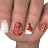 24pcs Christmas Fake Nails: Short Square Petite Nails - Santa Claus Designs Gloss Acrylic Nails - False, Press On, Full Cover, with Hanging Cord view 1