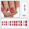 24pcs Christmas Fake Nails: Short Square Petite Nails - Santa Claus Designs Gloss Acrylic Nails - False, Press On, Full Cover, with Hanging Cord view 2