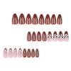 24Pcs Christmas Press on Nails Medium Fake Nails Almond Brown False Nails with French Elk Design Oval Glue on Nails Glossy Full Cover Acrylic Nails Xmas Stick on Nails for Women DIY Nail Decorations view 3