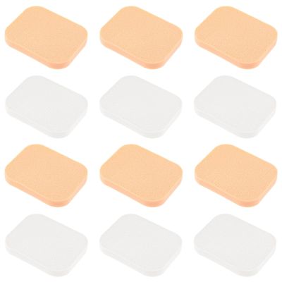 Giantree 12Pcs Square Makeup Sponges, for Foundation Facial Powders Puff Cosmetic Sponge, Square Foam Pad Powders Blender for Liquid Foundation Cream Powder Concealer - Wet Dry Use (Skin Color+White)