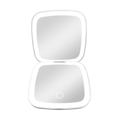 1X/3X Magnification Handheld LED Small Travel Makeup Mirror Double-Sided Foldable 3 Color Lighting Stepless Dimmable Touch Screen Portable Take Along Makeup Mirror Gift for Women (White)