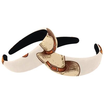 RODAILYCAY 2 PACK Headbands for Women, Vintage Hair Head Bands Wild Western Cowboy Cactus Caps Non Slip Thick Padded Hairband Hair Band Hoops, Wide Hair Wrap