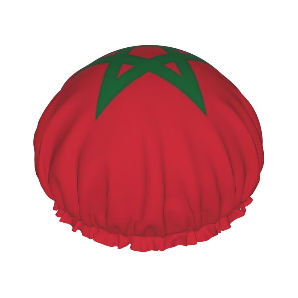 Cute Morocco Flag Shower Caps for Women Elastic and Reusable Bath Caps Moroccan Protection Hair Bath Hat