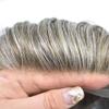 Hair Wonders Hair System For Men Swiss Lace Hair Piece For Mens Toupee Lace Front Hair System Toupee For Men Real Human Hair 7x9 Mmedium light density #565 5# MEDIUM LIGHT BROWN+65% GREY view 3
