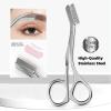 Amsally Eyebrow Grooming Scissors, Stainless Steel Eyebrow Scissors with Comb for Women and Men, Brow Trimmer Scissors for Precise Eyebrow Shaping, Silver view 1