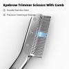 Amsally Eyebrow Grooming Scissors, Stainless Steel Eyebrow Scissors with Comb for Women and Men, Brow Trimmer Scissors for Precise Eyebrow Shaping, Silver view 3