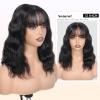 WIGNEE 4x4 Lace Human Hair Wig with Bangs Natural Wave Human Hair Wigs for White Women 12 Inch Glueless Wig With Bangs Human Hair Bang Wig 100% Brazilian Human Hair for Daily Use view 2