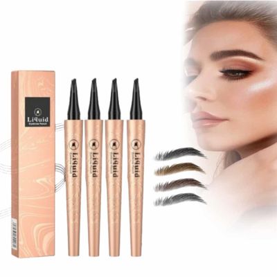 2024 New Microblading Eyebrow Pen,4 Tip Eyebrow Pencil Contouring Pen,3D Waterproof Microblading Eyebrow Pencil,Natural Makeup Long-Lasting Fine Stroke Magic Eyebrow Pencil (Glod 4PCS)