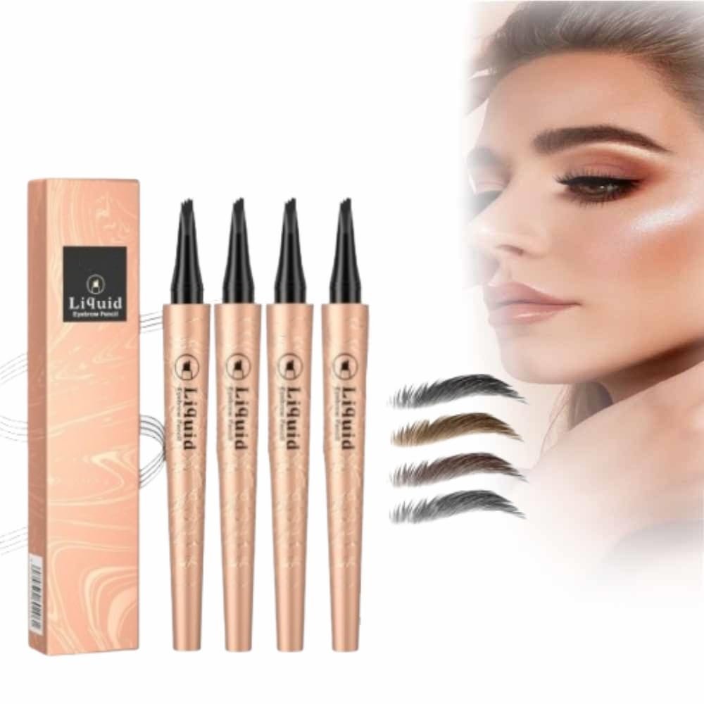 2024 New Microblading Eyebrow Pen,4 Tip Eyebrow Pencil Contouring Pen,3D Waterproof Microblading Eyebrow Pencil,Natural Makeup Long-Lasting Fine Stroke Magic Eyebrow Pencil (Glod 4PCS)