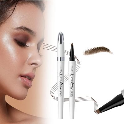 2024 New Microblading Eyebrow Pen,4 Tip Eyebrow Pencil Contouring Pen,3D Waterproof Microblading Eyebrow Pencil,Natural Makeup Long-Lasting Fine Stroke Magic Eyebrow Pencil (Dark Brown2)