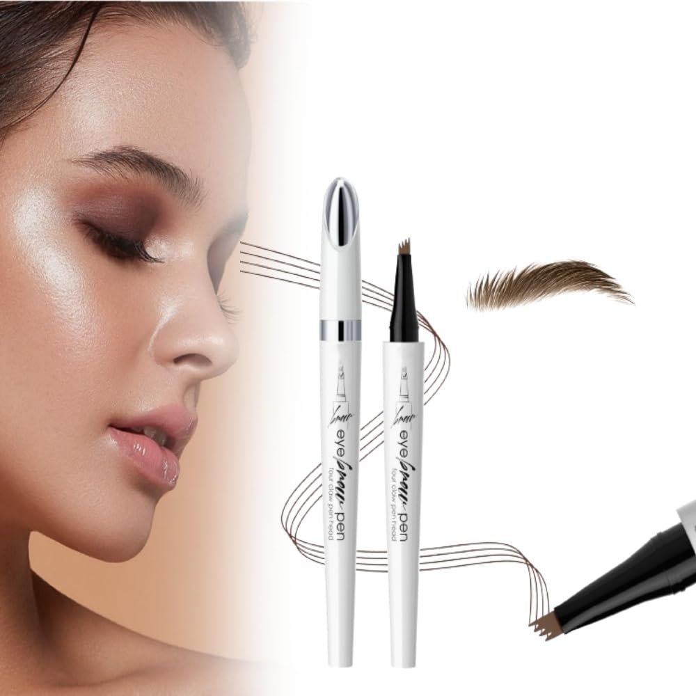 2024 New Microblading Eyebrow Pen,4 Tip Eyebrow Pencil Contouring Pen,3D Waterproof Microblading Eyebrow Pencil,Natural Makeup Long-Lasting Fine Stroke Magic Eyebrow Pencil (Dark Brown2)
