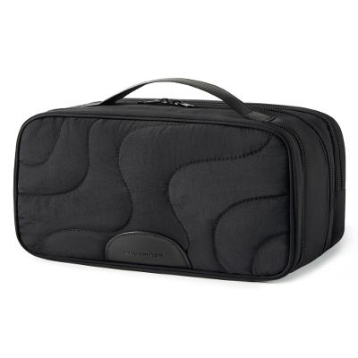 BAGSMART Toiletry Bag for Women, Wide-open Makeup Bag Organizer for Travel Essentials Travel-size, Water-resistant Large Capacity Cosmetic Bag for Accessories, Shampoo, Toiletries with Handle, Black