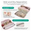 BAGSMART Toiletry Bag for Women, Wide-open Makeup Bag Organizer for Travel Essentials Travel-size, Water-resistant Large Capacity Cosmetic Bag for Accessories, Shampoo, Toiletries with Handle, Black view 3