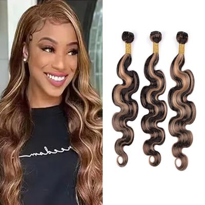 10 12 14 Inch Highlight Bundles Human Hair Fb30 Ombre Bundles Brown Body Wave Human Hair Bundles Real Unprocessed Brazilian Virgin Hair P1B30 Body Wave Bundles Wet And Wavy Human Hair Bundles