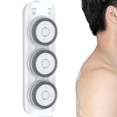 1pcs Shower Brush Electric Back Scrubber for Shower with 3 Brush Head 3 Gear Shower Back Scrubber 25" Adjustable Wall Mounted 7800mAh Waterproof Low Noise Magnetic Charging Fast Foaming