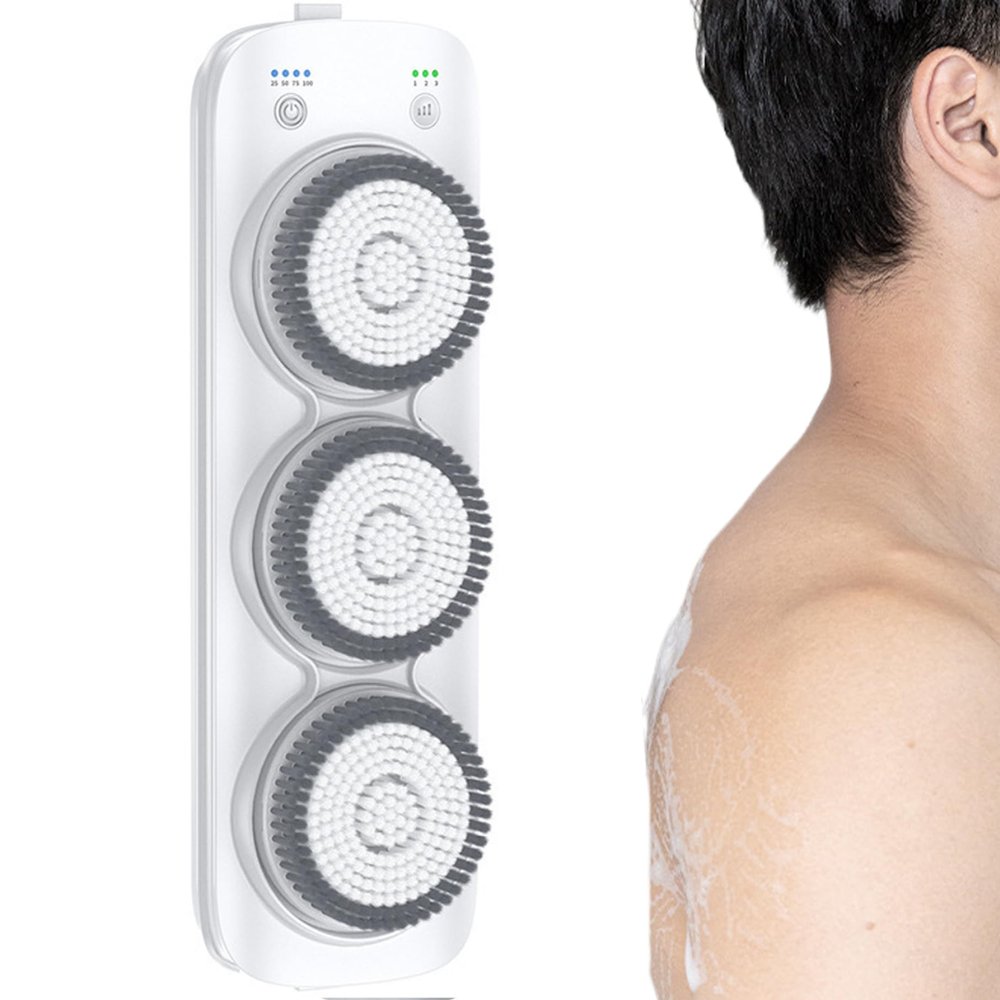 1pcs Shower Brush Electric Back Scrubber for Shower with 3 Brush Head 3 Gear Shower Back Scrubber 25" Adjustable Wall Mounted 7800mAh Waterproof Low Noise Magnetic Charging Fast Foaming