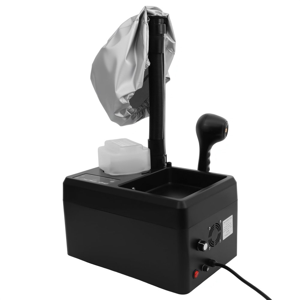 110V Nano Hair Steamer Professional Salon Home Hair Care Machine Nano Spray Guns and Evaporation Caps Black Vertical Intelligent Deep Conditioning Steamer for Hair