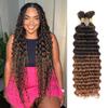 Boho Braids Human Hair Urbeauty Human Braiding Hair for Boho Knotless Braids Deep Wave Bulk Human Hair for Braiding Bohemian Curly Human Hair Brown with Highlights T4/30 Boho Braids/Twist/Locs 18in view 1