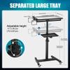 POARMEEY Stainless Steel Tattoo Tray with Wheels Trolley Adjustable Height Tattoo Workstation Rolling Tray for Studio Salon & Spa view 2