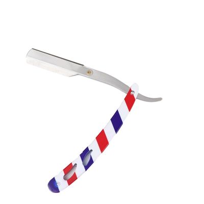 Didiseaon Red Blue White Stripe Manual Beard Shaver and Eyebrow Razor Bracket for Men Classic Design Safe Hair Salon Tool Included