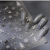Christmas Silver Nail Stickers Snowflake Nail Art Decals 5D Embossed Self Adhesive Rhinestone with Design Christmas Tree Nail Decals for Nails Art Reindeer Nails Supplies for Women DIY Manicure view 4