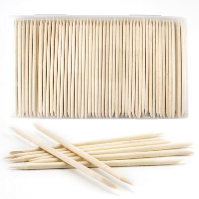 180PCS Orange Sticks for Nails in a Case - 4.5 inch Double Sided Wooden Cuticle Pusher Sticks for Nail Art, Manicure & Pedicure - Wood Sticks for Waxing
