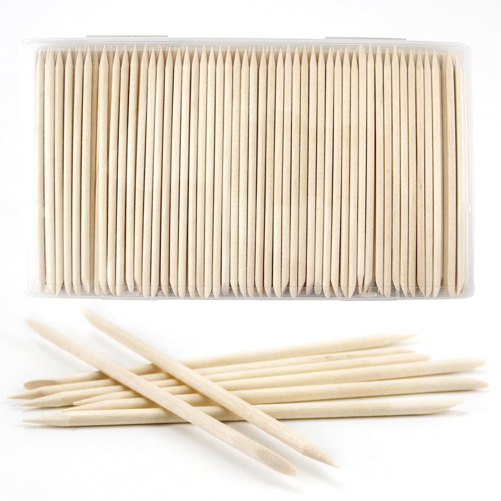 180PCS Orange Sticks for Nails in a Case - 4.5 inch Double Sided Wooden Cuticle Pusher Sticks for Nail Art, Manicure & Pedicure - Wood Sticks for Waxing