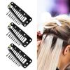 10pcs Chunni Clips With Safety Pins, 10-Teeth Hair Extension Snap Clip, Invisible Strong Wig Comb to Secure Headscarf, Dupatta Clips for Girls Women (Black) view 4