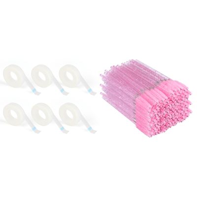 G2PLUS 300PCS Crystal Eyelash Brushes, Adjustable Lash Spoolies for Eyelash Extensions and Eyebrow Brush, 6 Rolls Lash Tape, Eyelash Tape for Eyelash Extensions, Wound, Sensitive Skin