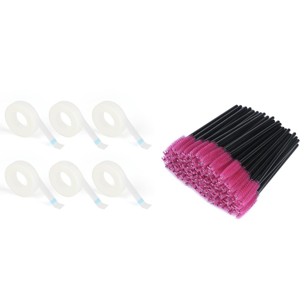 6 Rolls Lash Tape for Eyelash Extensions, Wound, Sensitive Skin, 100PCS Disposable Eyelash Brushes