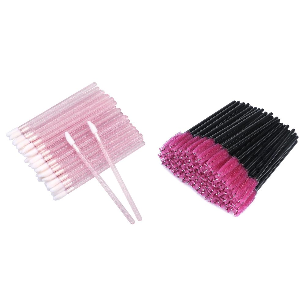 100PCS Disposable Eyelash Brushes for Eyelash Extensions and Eyebrows, 100PCS Glitter Crystal Lip Brush, 100PCS Disposable Lip Brushes Lip Gloss Applicators Lipstick Gloss Wands Applicator