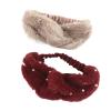 POLGDW Hairband 2pcs Pearl Headband Head Wraps Stertchy Cross Head Bands Wide Party Hairbands Festival Hair Accessories for Women and Girls Hair Band view 1
