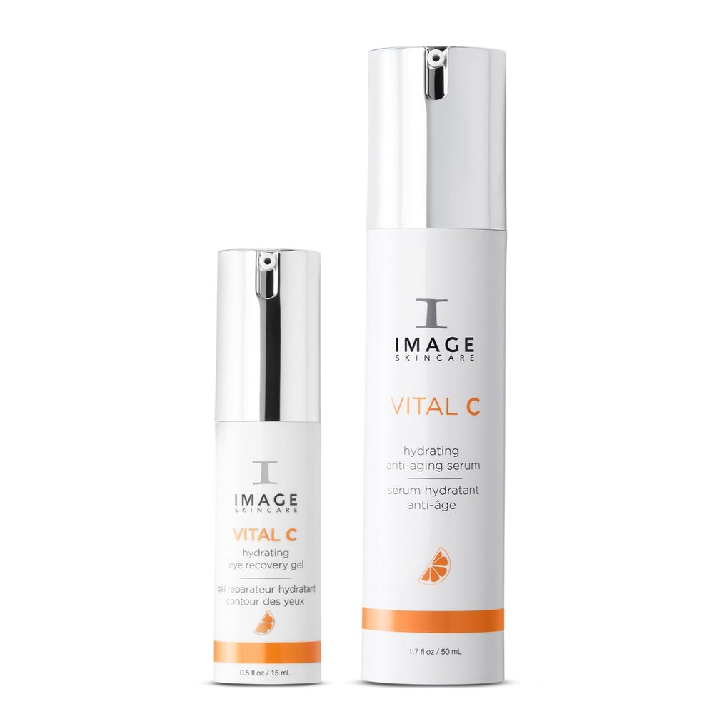 IMAGE Skincare VITAL C Hydrating Anti-Aging Face & Eye Serum Bundle, with VITAL C Hydrating Anti-Aging Face Serum and Hydrating Eye Recovery Gel