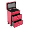 Blisiour Rolling Makeup Train Case with Drawers and Locks, Professional Large Cosmetic Storage Trolley Case with Adjustable Dividers, Nail Polish Organizer for Nail Tech Hairstylist Barber (Rose) view 1