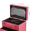Blisiour Rolling Makeup Train Case with Drawers and Locks, Professional Large Cosmetic Storage Trolley Case with Adjustable Dividers, Nail Polish Organizer for Nail Tech Hairstylist Barber (Rose) view 4