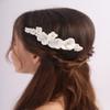 Teyglen Bridal Flower Hair Comb White Flower Wedding Hair Piece for Bride Floral Flower Headpiece Decorative Hair Jewelry for Women (Gold) view 1