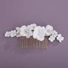 Teyglen Bridal Flower Hair Comb White Flower Wedding Hair Piece for Bride Floral Flower Headpiece Decorative Hair Jewelry for Women (Gold) view 2