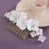 Teyglen Bridal Flower Hair Comb White Flower Wedding Hair Piece for Bride Floral Flower Headpiece Decorative Hair Jewelry for Women (Gold) view 3
