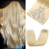 Rimoss Clip in Hair Extensions Real Human Hair - 180g 24 inch 7pcs, Bleach Blonde Color (#613) - Premium Soft Hair Extensions Real Human Hair Clip ins Straight for Women (24 Inch) view 1