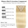 Rimoss Clip in Hair Extensions Real Human Hair - 180g 24 inch 7pcs, Bleach Blonde Color (#613) - Premium Soft Hair Extensions Real Human Hair Clip ins Straight for Women (24 Inch) view 2