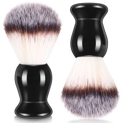 2 Pack Men Shaving Brush,Wet Shave Using Cream & Soap Synthetic Hair Tool with Hard Wood Handle Synthetic Travel Paint Brush for Men Valentine Gifts Hair Salon Tool Home(Black,Classic)