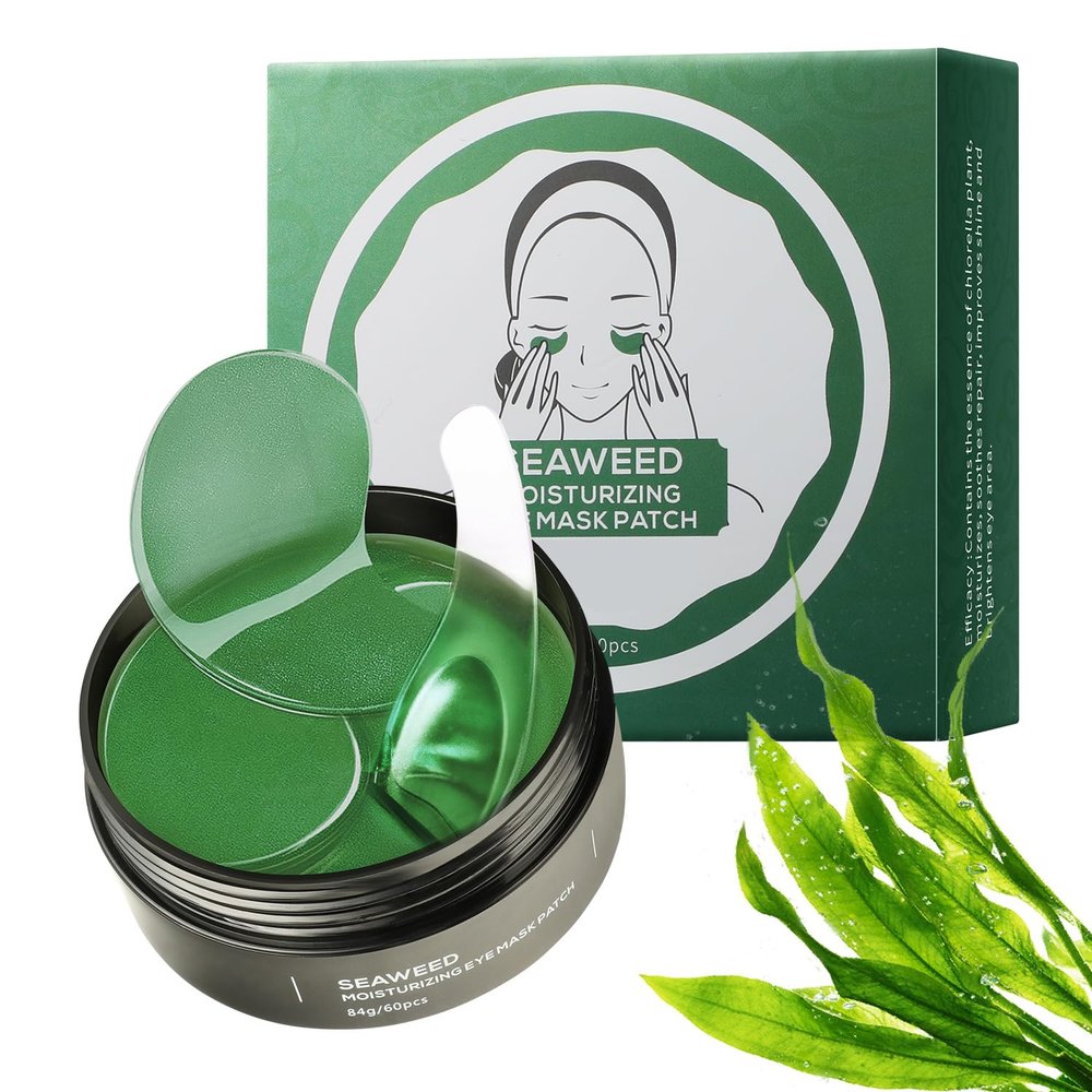 GUOYAOLIFU Under Eye Patch for Dark Circles and Puffy Eyes,Under Eye Masks Reduce Smooth Wrinkles and Under-eye Egg,Moisturizing Under Eye Pads For Women,Seaweed Eye Mask Patch-60 Pcs