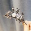 1Pcs Silver Bat Punk Metal Non-Slip Jaw Hair Claw Clips with Gems Design Strong Hold for Thin Hair - Halloween Accessories view 4